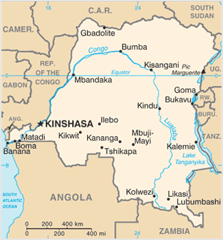 Map of Congo, the Democratic Republic of the